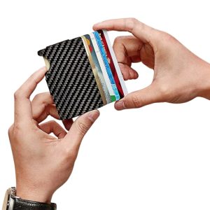 porte-cartes en métal fibre de carbone RFID